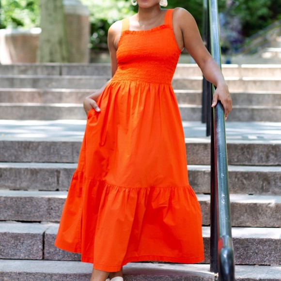 Everlane Smock Dress Orange 